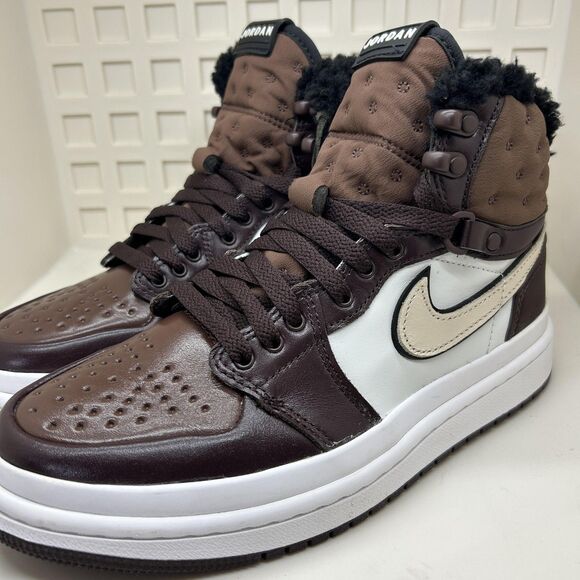 Nike Air Jordan 1 Mid SE Shoes Youth Size 6.5Y Brown Sherpa Fleece DC7723-200 - Picture 1 of 14